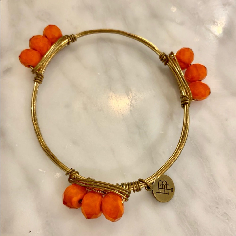 Bourbon and Boweties Orange Bead Gold Bangle